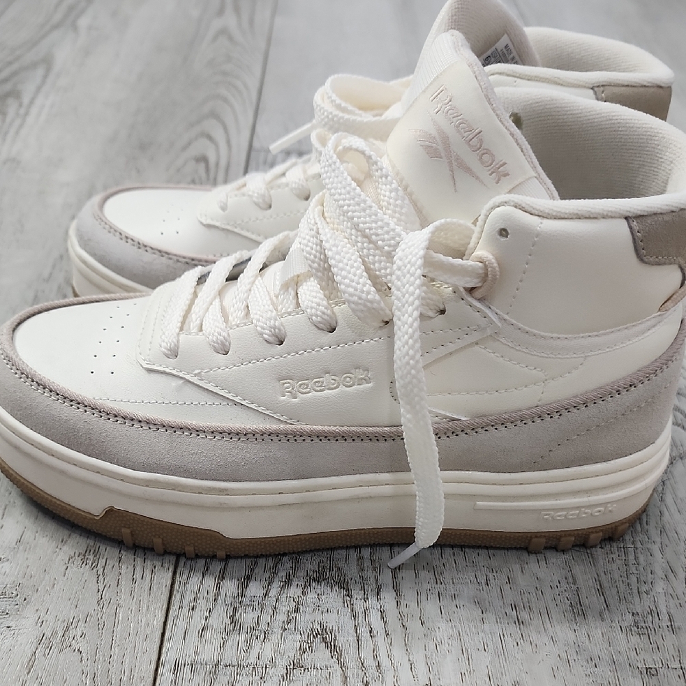 Reebok Women's White and Gray High-Top Sneakers - Picture 3 of 8